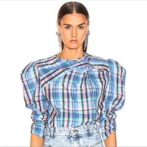 Isabel Marant Blue and Pink Plaid Blouse